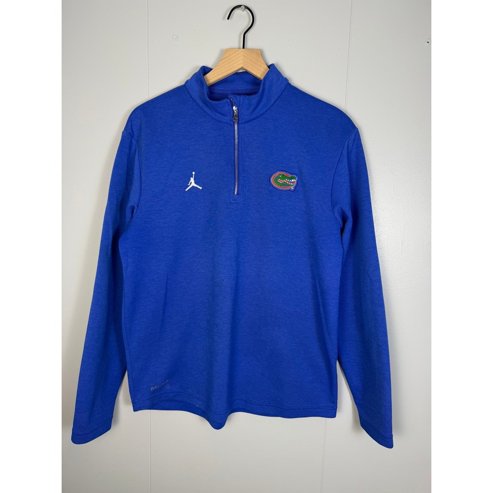 Jordan Florida Gators NCAA Football Pullover Men Medium Blue 1/4 Zip Dri-FIT Top